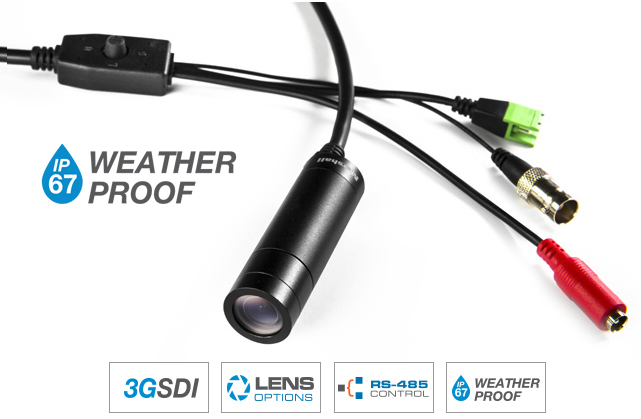 HD Lipstick IP67 Camera with 3GSDI, HDSDI outputs and RS485