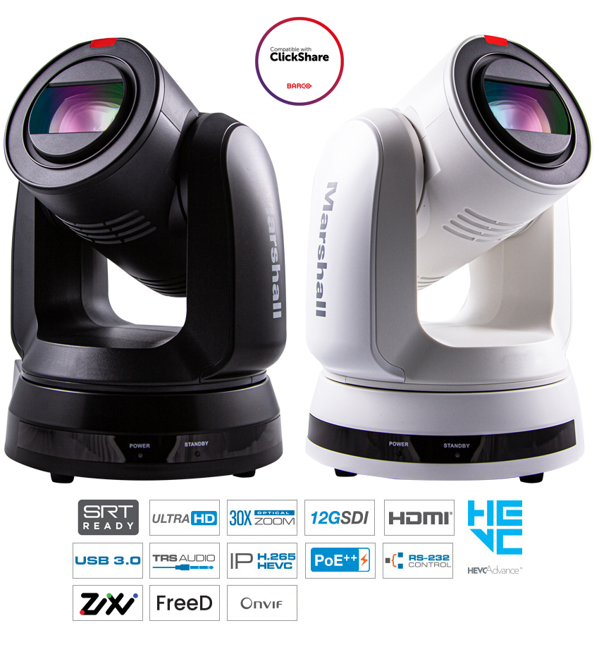 Marshall CV730-BK and CV730-WH - 30X UHD60 PTZ Camera