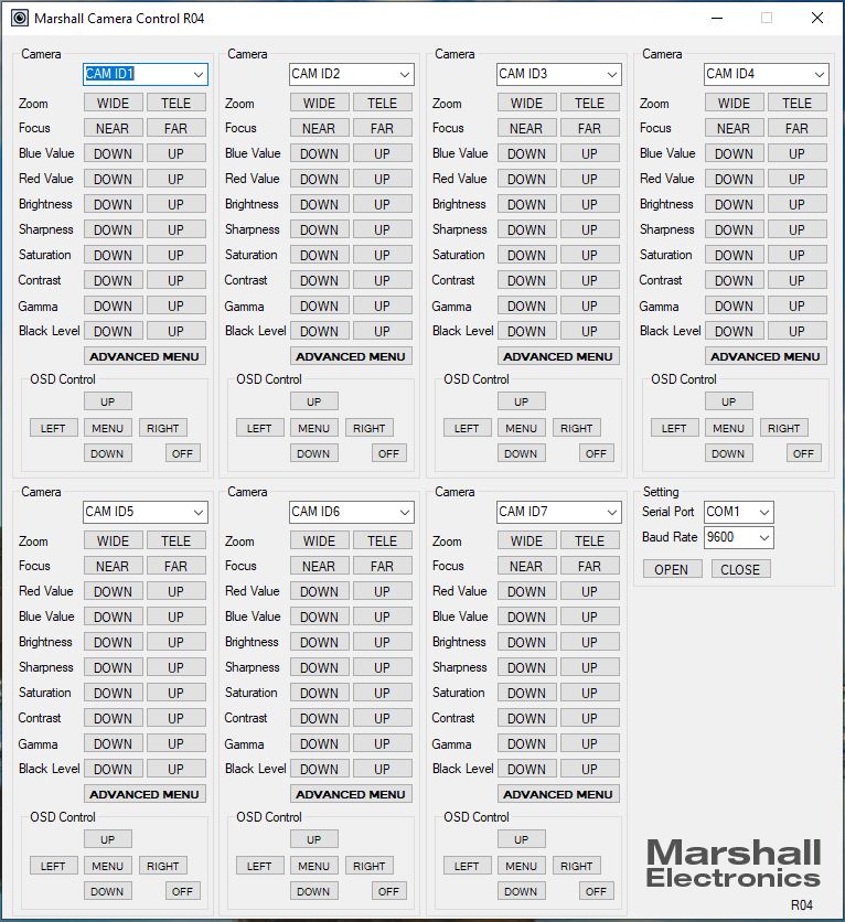 Camera Control Software display