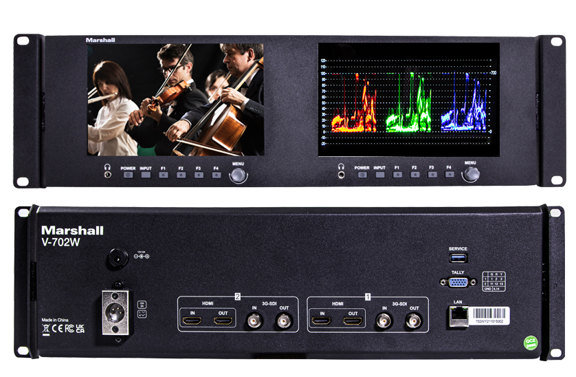 V-702W - Dual 7 inch Rackmount Monitor with HDMI, 3G-SDI and Composite Inputs