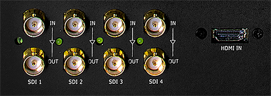 V-R241-4K has Two 12GSDI inputs, two 3GSDI inputs, and one HDMI 2.0 input, all supporting HDR