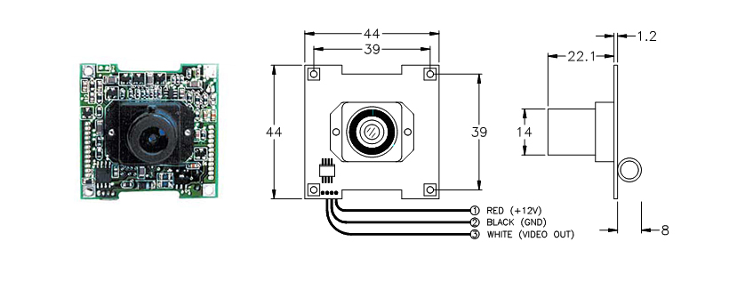 Miniature B and W Board Camera